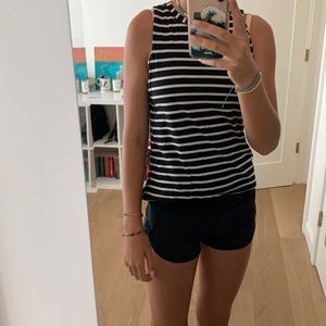 Cute black and white striped workout shirt